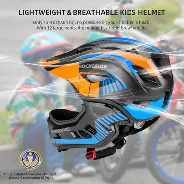 ROCKBROS Kids Full Face Helmet Detachable for Youth Child Boys Girls Ages 3-16 - Gio's Outdoors -ROCKBROSUSA