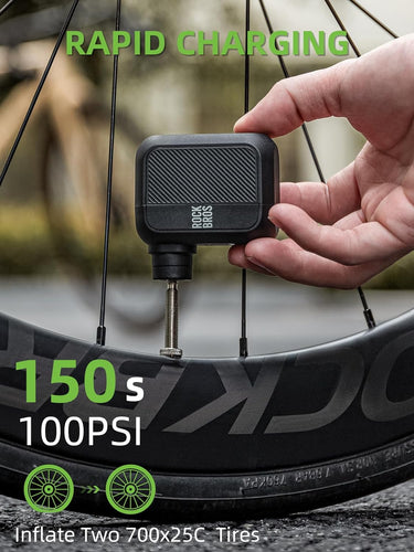 ROCKBROS Mini Electric Bike Pump Portable 100 PSI with Type-C Charging - Gio's Outdoors -ROCKBROSUSA