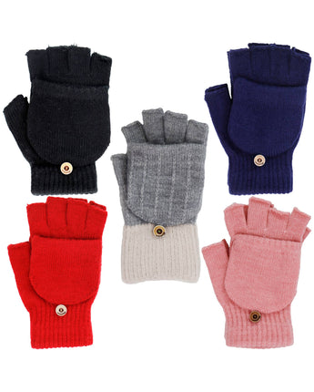 Mitt-to-Fingerless Convertible Winter Gloves