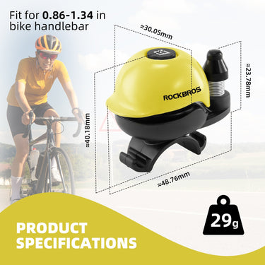 ROCKBROS 80DB Bike Bell Aluminum Alloy Helmet-Shaped Fits 22-34mm Handlebars - Gio's Outdoors -ROCKBROSUSA