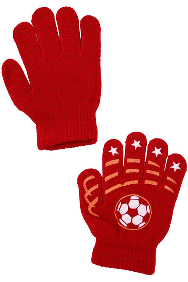 Toddlers Soccer Ball Print Ribbed Cuffed Gloves - Gio's Outdoors