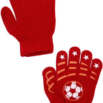 Toddlers Soccer Ball Print Ribbed Cuffed Gloves