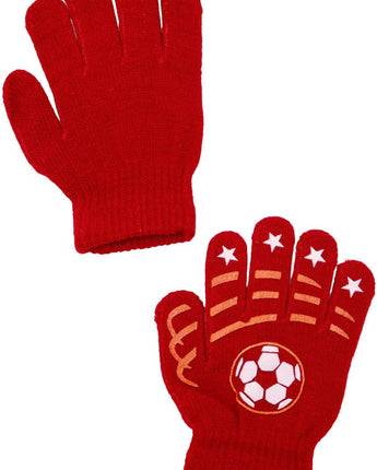 Toddlers Soccer Ball Print Ribbed Cuffed Gloves