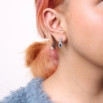 .925 Sterling Silver 4.5 x 3mm Pear Sapphire Gemstone and Diamond Accent Infinity Drop Stud Earrings (H-I Color, SI1-SI2 Clarity)