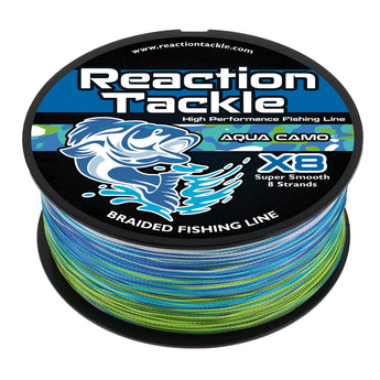 Reaction Tackle X8 Braided Fishing Line- Aqua Camo 8 Strand - Gio's Outdoors