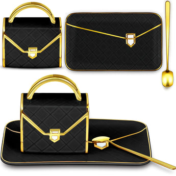 Zubebe 2 Sets Coffee Mug Elegant Handbag Shaped Mug Modern Ceramic Purse Mug with Spoon and Saucer 10oz Cute Creative Tea Cup for Office Home Thanksgiving Christmas Woman Gift (PinkBlack)