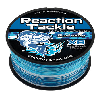 Reaction Tackle X8 Braided Fishing Line - Blue Camo 8 Strand - Gio's Outdoors