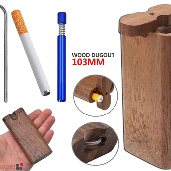 Wooden Dugout Pipe Self Cleaning Metal Bat Poker Smoking Pipe One Hitter Kit US