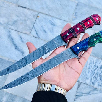 Fishing Knives – 13" Damascus Steel with Exotic Wood Handle - Gio's Outdoors