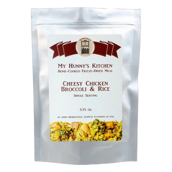 My Hunny's Kitchen Cheesy Chicken, Broccoli & Rice Freeze Dried Single Serving Meal - Gio's Outdoors