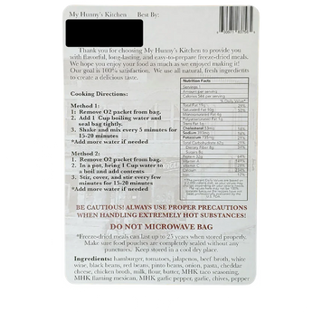 My Hunny's Kitchen Chili Mac Freeze Dried Single Serving Meal - Gio's Outdoors