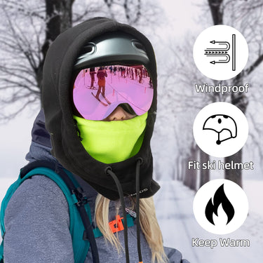 ROCKBROS Wind Resistant Ski Mask Balaclava Winter Fleece Hood Warm Face Cover Hat Scarf - Gio's Outdoors -ROCKBROSUSA