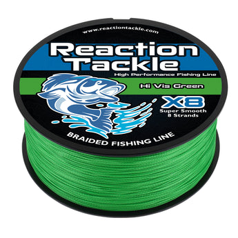 Reaction Tackle X8 Braided Fishing Line - Hi Vis Green 8 Strand - Gio's Outdoors