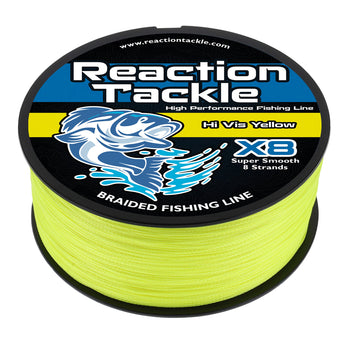 Reaction Tackle X8 Braided Fishing Line - Hi Vis Yellow 8 Strand - Gio's Outdoors