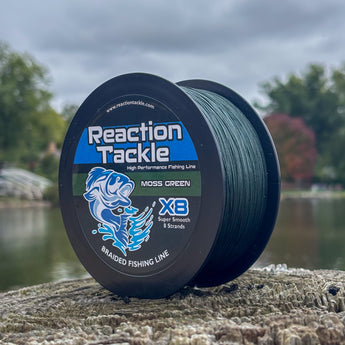 Reaction Tackle X8 Braided Fishing Line - Moss Green 8 Strand - Gio's Outdoors
