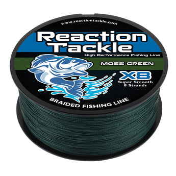 Reaction Tackle X8 Braided Fishing Line - Moss Green 8 Strand - Gio's Outdoors