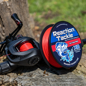 Reaction Tackle X8 Braided Fishing Line - NO FADE Red 8 Strand - NEW - Gio's Outdoors