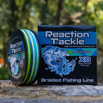 Reaction Tackle X8 Braided Fishing Line- Aqua Camo 8 Strand - Gio's Outdoors