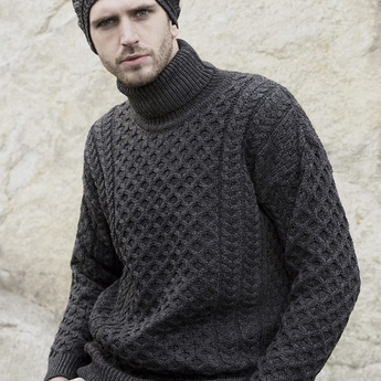 Aran Sweater Market Mens Wool Turtleneck Sweater - Gio's Outdoors