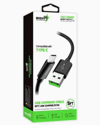 Mighty Fast Charging 5ft Type-C Cable Black MK12