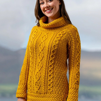 Aran Sweater Market Ladies Cowl Neck Tunic Sweater - Gio's Outdoors