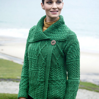 Aran Sweater Market Patchwork Cardigan with Collar - Gio's Outdoors