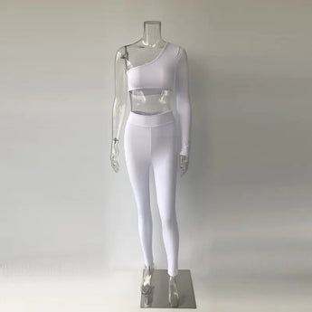 Women’s Yoga Set: One-Shoulder Top & Leggings