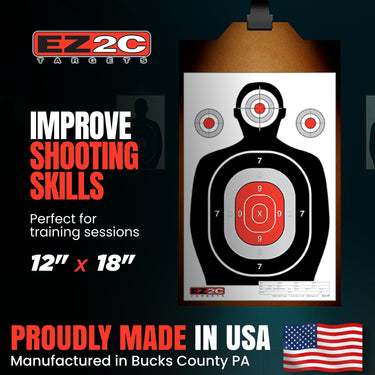 100 EZ2C 12"x18" Silhouette Shooting Target USA MADE Premium Targets for the Range, Gun Gifts (Peel-Off Pad 100) - Gio's Outdoors -EZ2C Targets