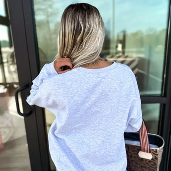 Let Them Ash Gray Split Neck Graphic Crewneck - Gio's Outdoors