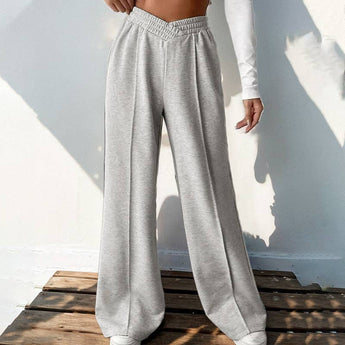 Casual Elastic V-shaped High-waisted Splicing Wide-leg Pants - Gio's Outdoors