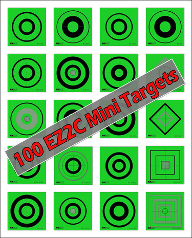 100 EZ2C Mini Shooting Targets, Bright Fluorescent Self-Adhesive 3.5" x 3.5" USA MADE (Pack of 100) - Gio's Outdoors -EZ2C Targets