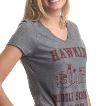 Hawkins Middle School A.V. Club Vintage V-neck T-shirt - Gio's Outdoors