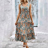 V-neck print loose high waist vest style long dress - Gio's Outdoors