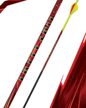 Black Eagle Arrows Outlaw Fletched Pink Crested Arrows .005“-350 (6 pk) - Gio's Outdoors