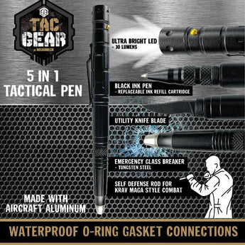 Tac Gear 5-in-1 Tactical Pen Multi-Tool Blister Pack - Gio's Outdoors