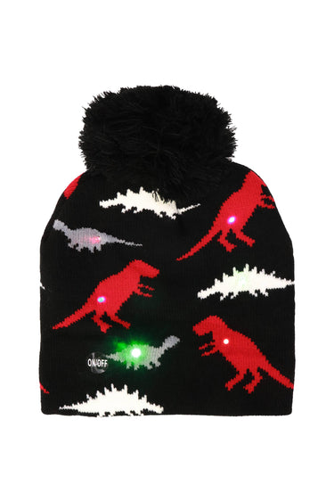 Kids Dinosaur Led Light-up Pom Pom Beanie - Gio's Outdoors -Cap Zone