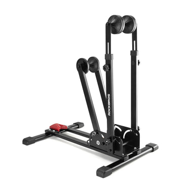 2-in-1 Adjustable Bike Stand Foldable Floor Vertical Rack Sturdy Carbon Steel for 24-27.5 Wheels - Gio's Outdoors -ROCKBROSUSA