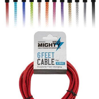 6FT Fabric Type C to Type C Cable Mighty CC6FT - Gio's Outdoors