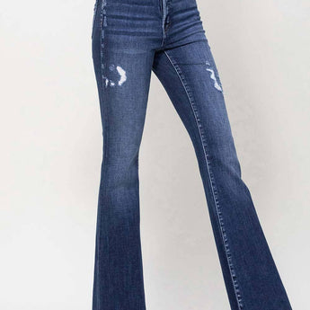 SUPER HIGH RISE ASYMMETRICAL FLARE JEANS F4381