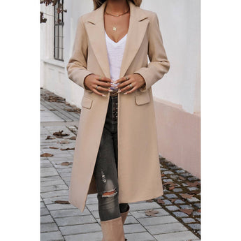 Double Breasted Pocket Lapel Neck Long Jacket Coat - Gio's Outdoors
