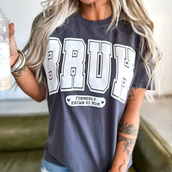 Bruh Formerly Known As Mom Graphite Puff Graphic Tee - Gio's Outdoors