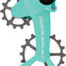 CeramicSpeed OSPW X Pulley Wheel System SRAM Eagle AXS - Coated Races Alloy Pulley Carbon Cage Turquoise/Silver Cerakote