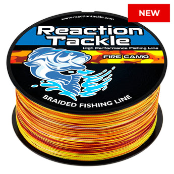 Reaction Tackle Braided Fishing Line - Fire Camo - NEW - Gio's Outdoors
