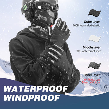 ROCKBROS Winter Ski Gloves Waterproof 3M Thinsulate Touch Screen Thermal Gloves for Men  Women - Gio's Outdoors -ROCKBROSUSA