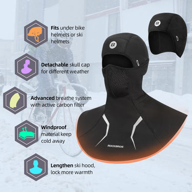 ROCKBROS Thermal Ski Mask, Windproof Fleece Balaclava for Cold Weather, Ski Face Mask for Men - Gio's Outdoors -ROCKBROSUSA