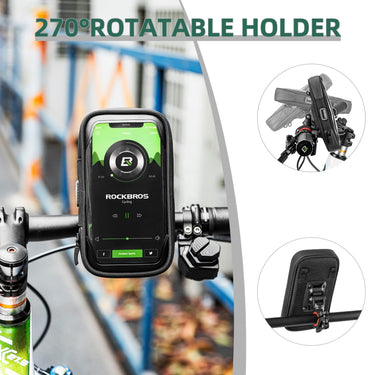 ROCKBROS Bike Phone Mount Bag 270¡ãRotatable Quick Release Bike Phone Holder Handlebar Bag - Gio's Outdoors -ROCKBROSUSA