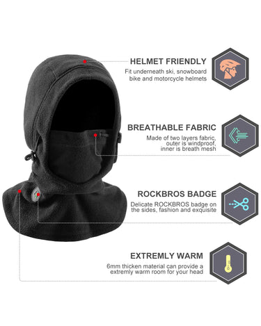 ROCKBROS Ski Mask Thermal Fleece Balaclava Winter Face Cover for Men Women - Gio's Outdoors -ROCKBROSUSA