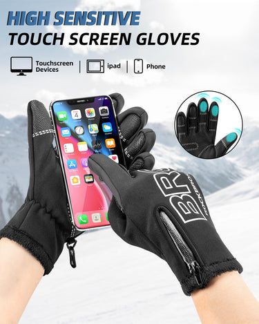 ROCKBROS Winter Cycling Gloves, Water-Resistant, Touch Screen, Anti-Slip Full Finger Gloves - Gio's Outdoors -ROCKBROSUSA