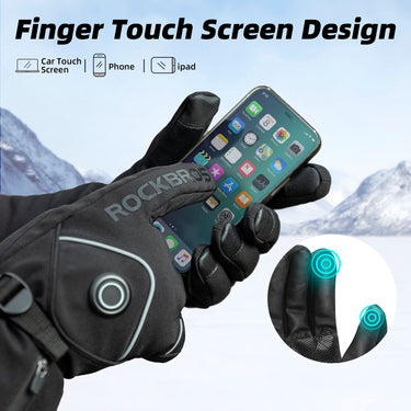 ROCKBROS Heated Gloves, Rechargeable Winter Touchscreen Gloves for Cycling, Skiing, Motorcycling - Gio's Outdoors -ROCKBROSUSA