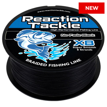 Reaction Tackle X8 Braided Fishing Line - NO FADE Black 8 Strand - NEW - Gio's Outdoors